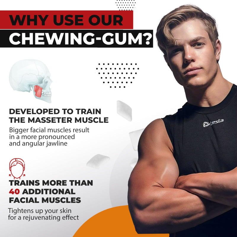 Jawliner® - Pioneers the Toughest Handmade 15x Harder Jawline Gum Includes 12 Weeks Coaching - Sugar-Free Cinnamon Honey Gum - Jawline Exerciser for Mewing & Shaping the Jaw (2 Months Pack) - Image 2